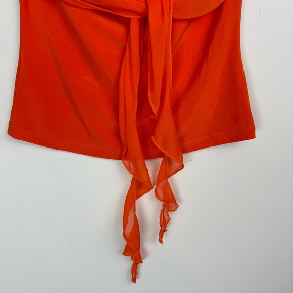 Vtg Y2K Orange Strapless Handkerchief Top Sz Large - Picture 8 of 11